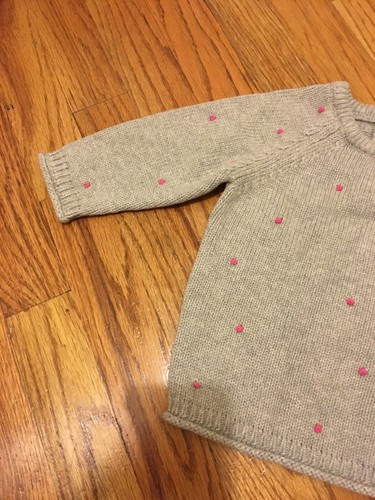 Dave & Bella Baby Girl Grey Polka Dot Top Tee w/ Sparkly Flowers NOW 30% OFF - Picture 3 of 5