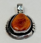 Vintage Joe N. McCabe Navajo Sterling Silver & Spiny Oyster Pendant — photo 3