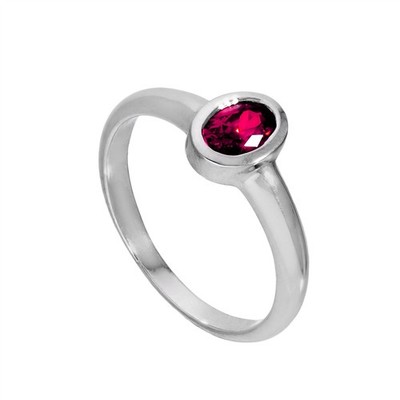Sterlingsilber & Rubin CZ Kristall Oval Juli Geburtsstein RingGrößen 49 - 63