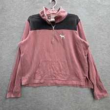 PINK Victoria's Secret Women Sweatshirt L Embroidered Colorblock Dog Logo