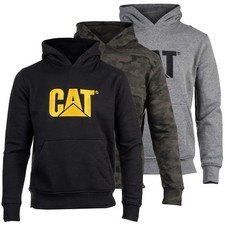 Mens Caterpillar Trademark Work Pull Over Sweat Shirt Hoodie Sizes M to 4XL