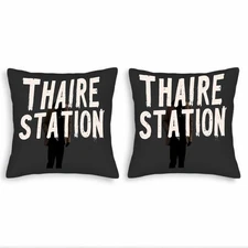 Set of 2 18x18in Throw Pillow Covers - Stylish Distressed White Text Design 