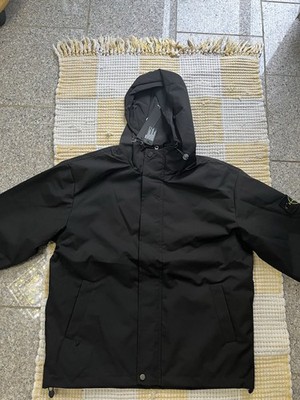Stone Island Herren Daunenjacke Schwarz Gr. M Kapuze Zip Nylon Logo