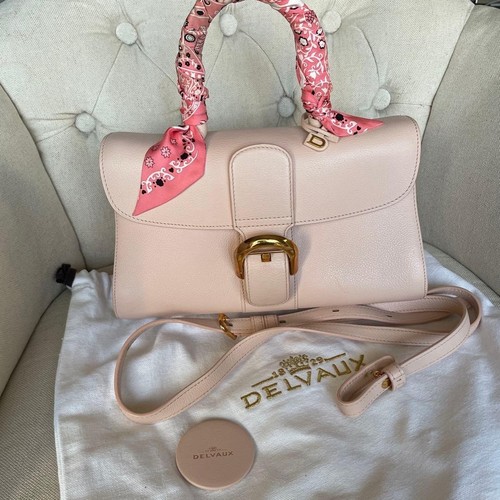 DELVAUX Brillant East West Hand Shoulder Bag Pink Rodeo Leather Auth Japan USED