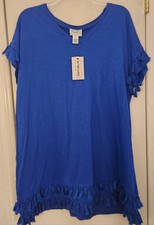 NWT FOR THE REPUBLIC Womens Fringed Dress Plus Size 1X Blue RETAILS FOR $88.00 