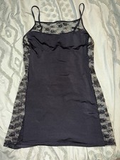 VINTAGE 00s Victoria's Secret Black Floral Lace Slip
