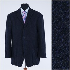 Mens Navy Blue Textured Blazer 42S UK Size STRELLSON Wool Sport Coat Jacket