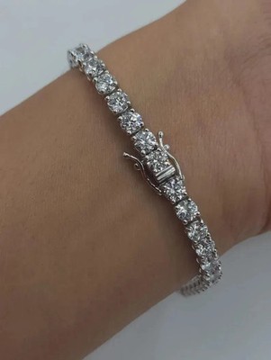 Round Cut 6Ct Natural Diamond Tennis Link Bracelet 18K Solid White Gold