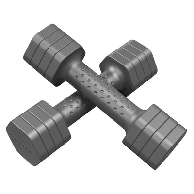 FitRx 5-Lb Adjustable Dumbbells 4-in-1 Hand Weights for Home Gym, Gray 2-Pack