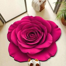 Pink Rose Floral Bath Mat Non Slip Absorbent Bathroom Rug Quick Dry Machine Wash