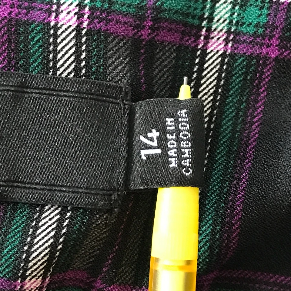 Pantalones Torrid Studio Crepe Pierna Ancha Mujer 14 Verde Cuadros Tiro Alto Elastizados Foto 4 de 4