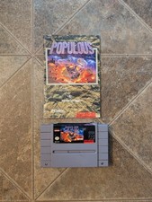 Populous SNES Game Cartridge & Manual  Authentic 