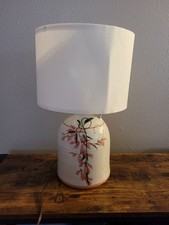 Ceramic Floral Table Lamp, White Drum Shade NOT Included, Corded Rotary Knob