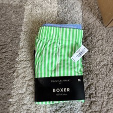 MENS SIZE MEDIUM BANANA REPUBLIC ST. PATRICK'S STRIPED PRINT COTTON BOXER NWT