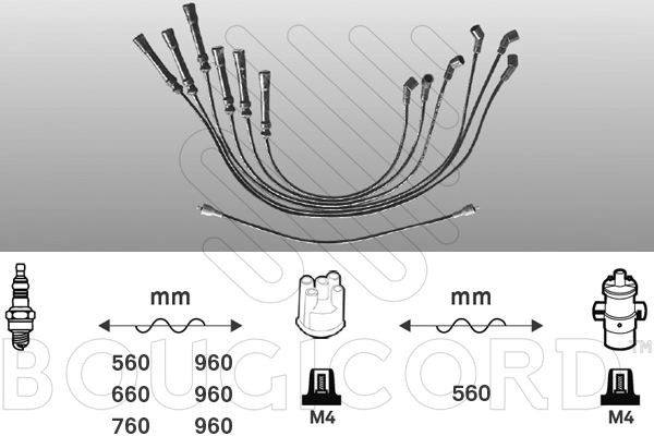 Fils de bougies d'allumage pour BMW Série 5 6 et 7 moteur essence en silicone noir
