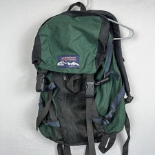 Vtg JanSport Rucksack Backpack Rip stop Green Made in USA Aztec Bag 90s Hiking