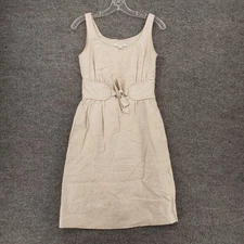 Banana Republic Dress Womens 0 Beige Mini Sheath Sleeveless Linen Side Zip