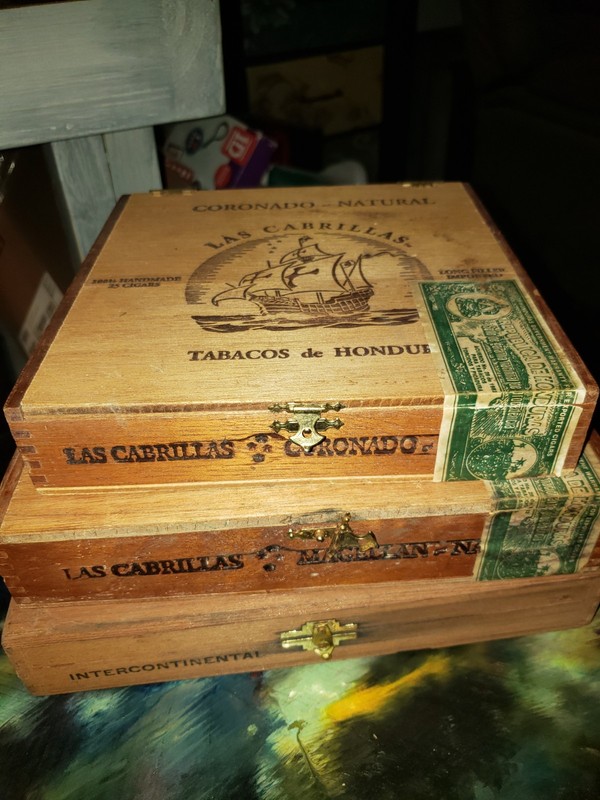 Vintage Wooden Cigar Boxes Set of 3 Classic Collectibles with Great Graphics