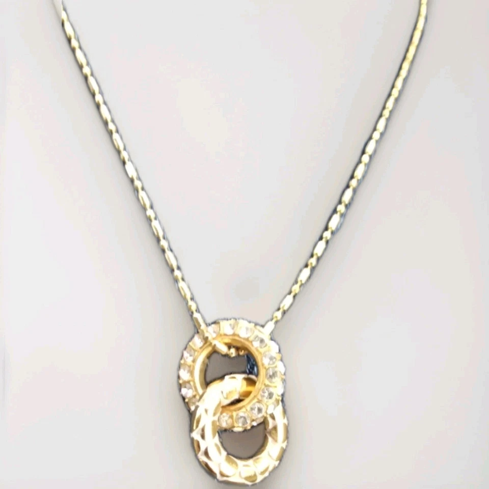 Брайтон гальки блокировки кругов Pave кристалл серебряная пластина ожерелье - Изображение 2 из 4