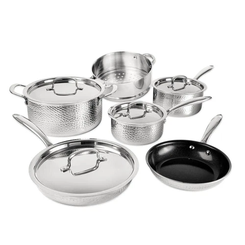 GRANITESTONE Cookware Set Tri-Ply Stainless Steel Ceramic Nonstick Coat 10-Piece