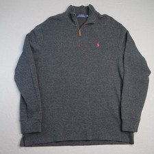 Polo Ralph Lauren Sweater Men  s Large Grey Quarter Zip Pullover Red Pony Logo