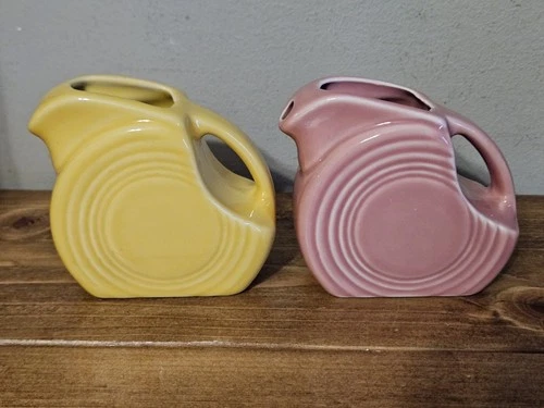 Fiestaware Mini Disc Pitcher Fiesta Creamer, ROSE PINK & Yellow