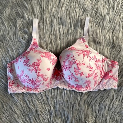 Adore Me Lightly Lined Bra Womens Size 42C Pink Floral Underwire Back Closure