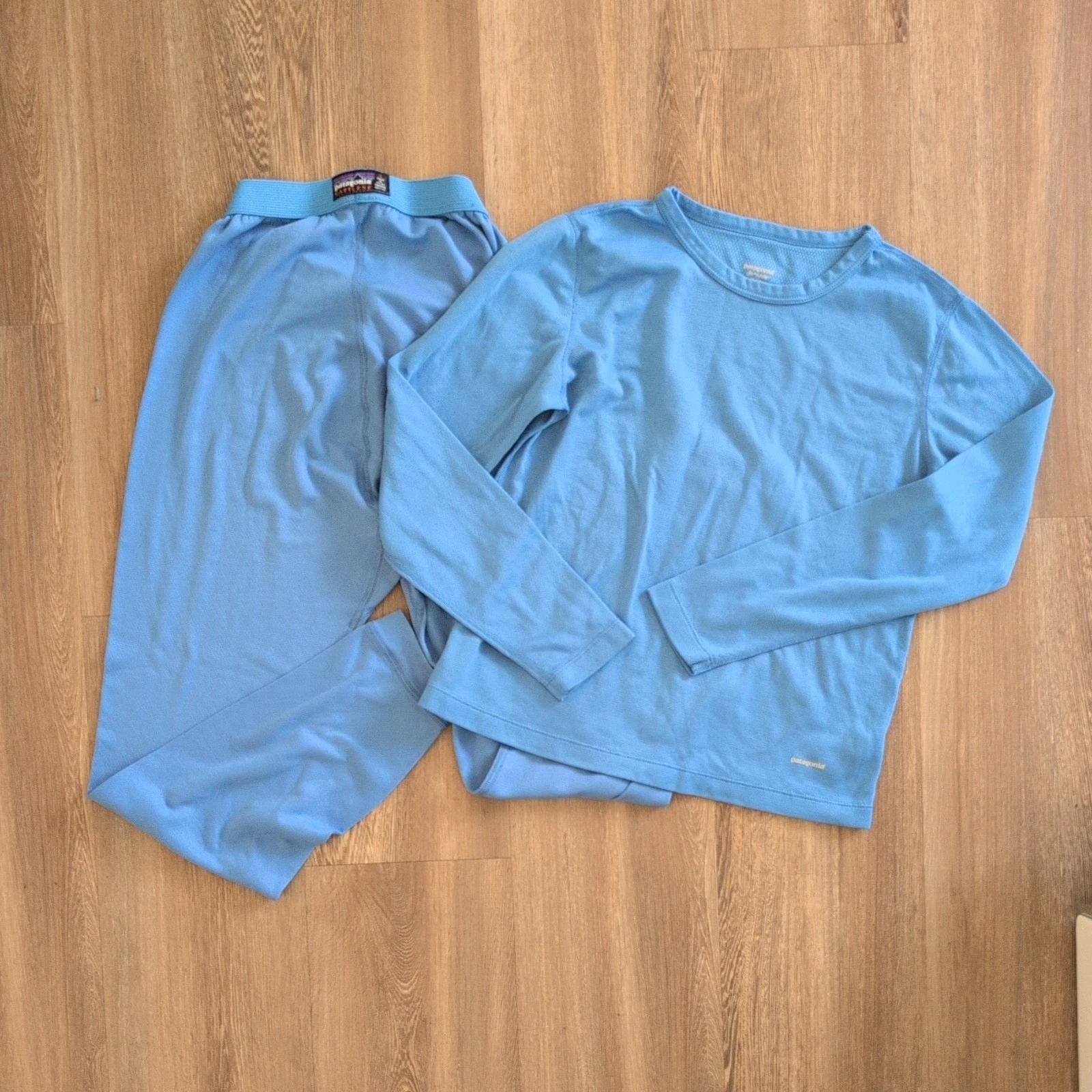 vtg Patagonia Capilene Base Layer Set Top Pants Blue Made USA womens S aspri ski