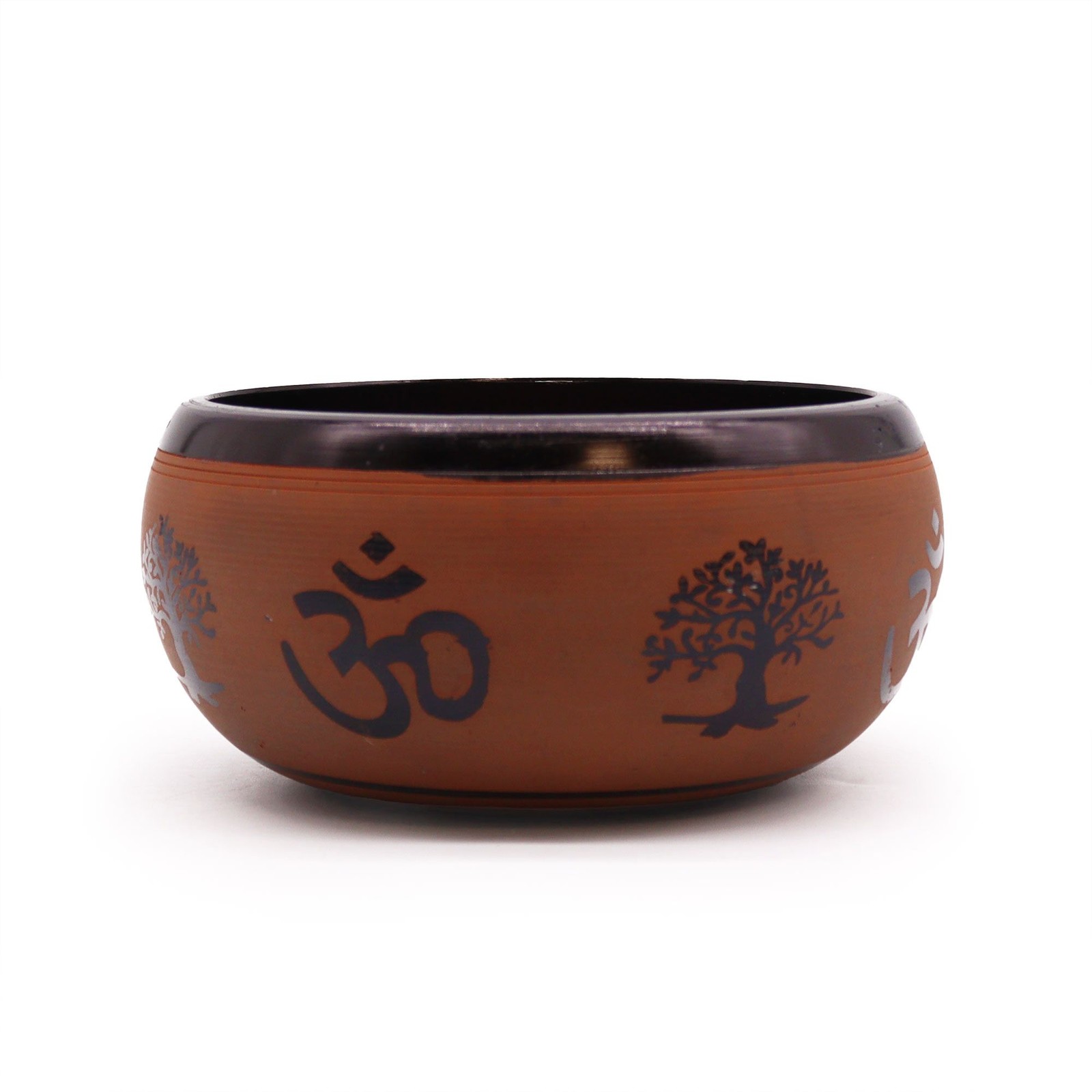 16cm Handcrafted Singing Bowl Clay Om Buddha Earth Powder Meditation Sound