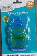 Gentle Steps 3 Pack Pacifiers Silicone Ventilated 0 Months Blue Green Silicone