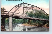 Postcard Steel bridge Franklinton Louisiana Album Residue on Back of Card
