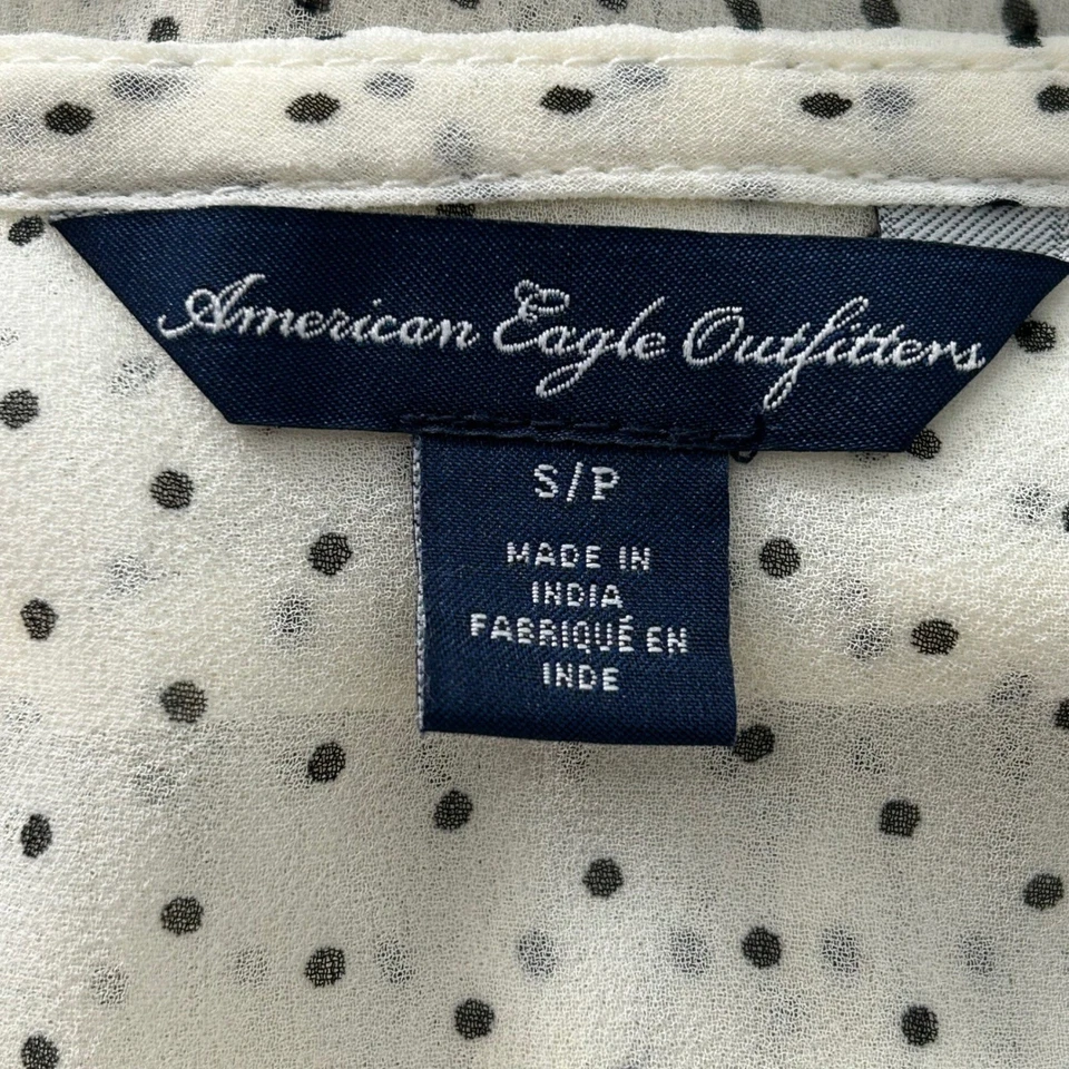 Blusa para mujer American Eagle lunares cuello Peter Pan S P transparente Foto 3 de 4