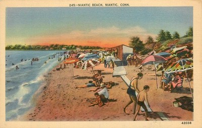 Vintage Niantic Beach CT Linen Postcard J. Solomon 1930s-1950s Unposted