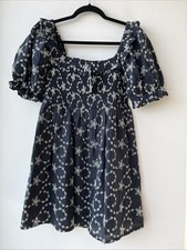 NEW LOOK - EMBROIDERED SHORT DRESS - SIZE UK 10 - NAVY BLUE