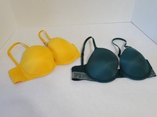 Victorias Secret PINK Where Everywhere Super Push-up Bras 34C Yellow  Green