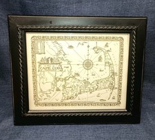 Vtg 1932 CAPE COD Map Original Litho By Walton M Gaffney-Hyannia Framed 10x8 
