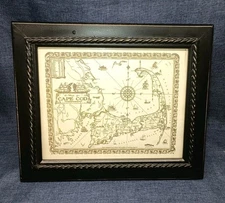 Vtg 1932 CAPE COD Map Original Litho By Walton M Gaffney-Hyannia Framed 10x8 