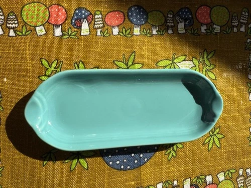 FIESTA WARE Turquoise Blue 9.5” Relish Tray Corn Cob Dish Holder  RETIRED