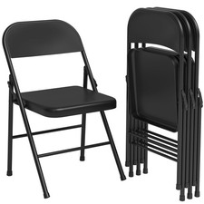 4 Pack All-Steel Folding Chairs Heavy Duty Holds 350 LBS Black