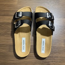 Steve Madden Women Buckle Slip On Slides Sandals Black Size 9