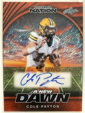 2025 Leaf Football Nation A New Dawn Orange Shimmer Auto 4/4 Cole Payton #NA-CP1