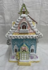 New Pastel Frosted Gingerbread Easter Light Up Led House Pink Blue Yellow Decor