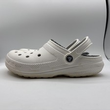Crocs Classic Lined Clogs White Faux Fur Slip On Comfort Shoe M7 W9 Style 203591