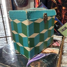 Psychedelic 3D Blue Checker Grid 7  45 Vinyl Record Carrying Storage Case JJ-05