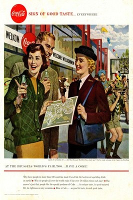  Coca-Cola Brussels World's Fair Poster - 1958 Art Print 24x36  - Vintage