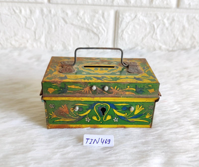 1930er Vintage 535 Floral Coin Litho Deko Kompakt-Tin-Box TIN469