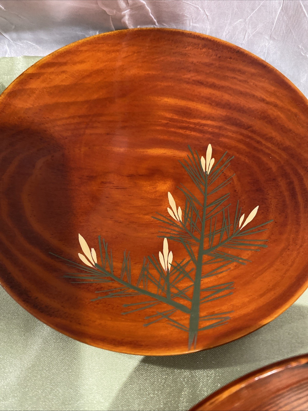 Vintage Set Of Five Japanese Shunkei - Nuri Inspired WoodAppetizer/ Snack Plates