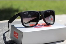 New Ray-Ban Justin RB4165 Matte Black/ Gradient Grey 54mm Sunglasses