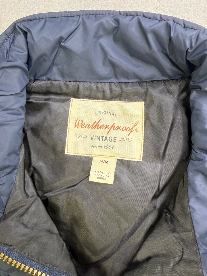 Chaleco acolchado vintage resistente a la intemperie azul M/M bolsillos con cremallera capa aislante Foto 3 de 4