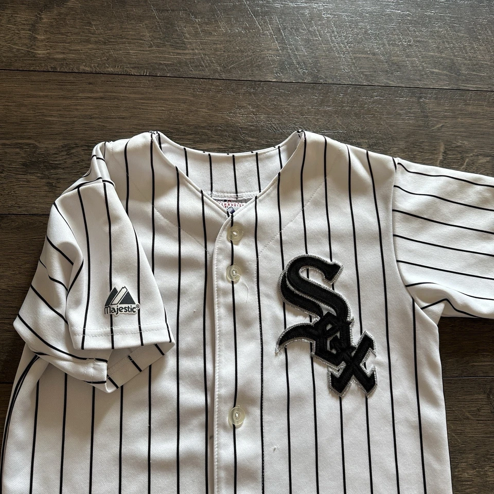Camiseta a rayas vintage Majestic MLB Chicago White Sox Paul Konerko # 14 Foto 3 de 4